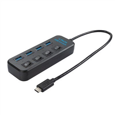 USB C vers 4 ports USB 3.0 HUB avec commutateur individuel