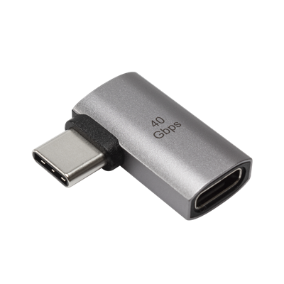 Adaptateur USB C mâle à femelle 40 Gbit/s à 90 degrés