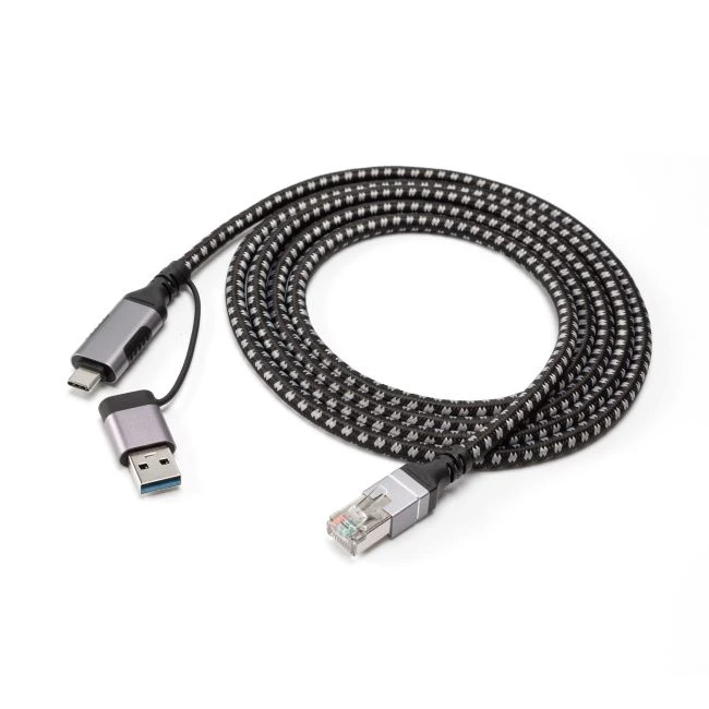 Câble USB C mâle vers Ethernet avec USB 3.0 AM attachable